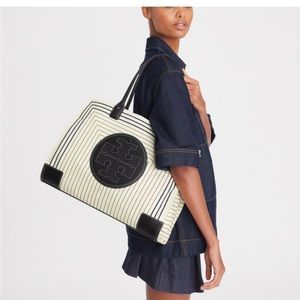 NWT Ella Printed Logo Tote Bag - Box Stripe